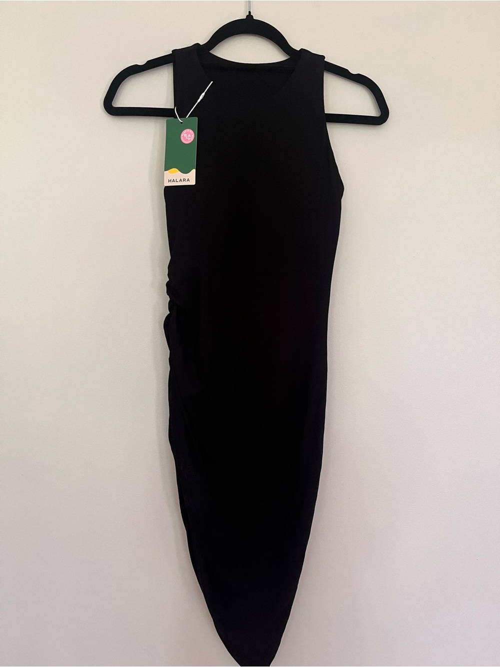 HALARA Black Asymmetrical Sleeveless Bodycon Dress